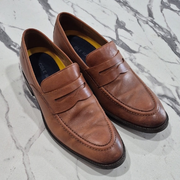Cole Haan Hawthorne Penny Loafers, Size 9 Brittish Tan Brown - Picture 1 of 12